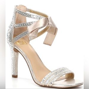 Gianni Bini rhinestone heels with satin bow